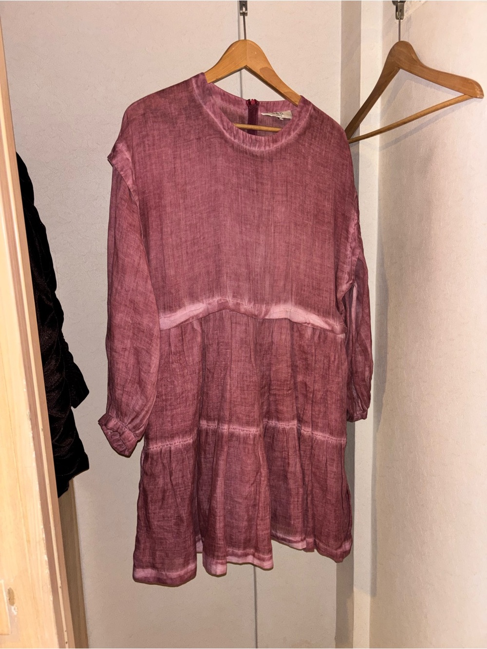 Sea New York Rose Tie-Dye Long Sleeve Tiered Dress